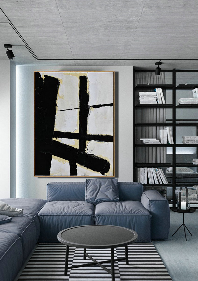 Large Abstract Art,Minimalist Painting On Canvas, Palette Knife Vertical Minimal Art - Abstract Painting On Canvas